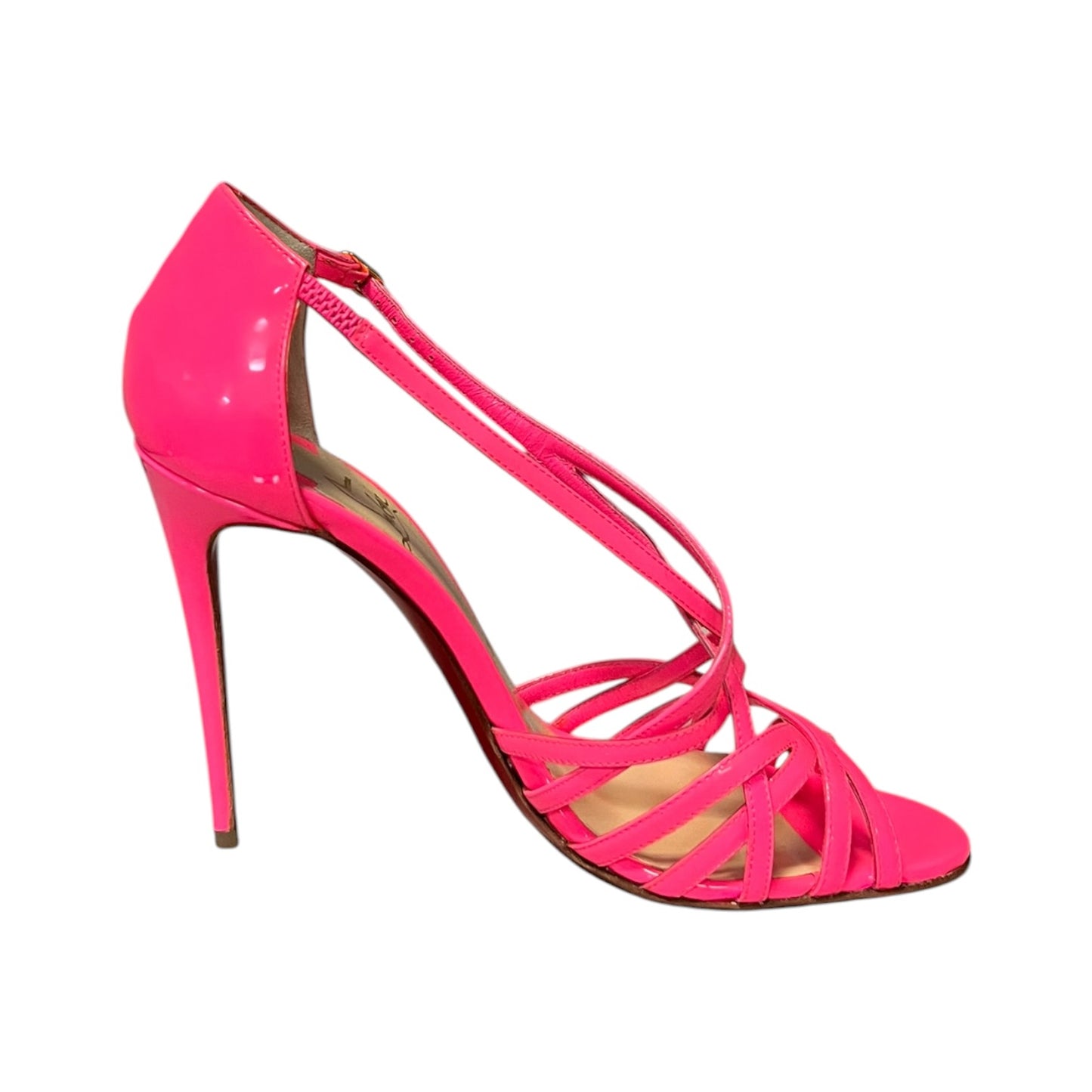 CHRISTIAN LOUBOUTIN Paris Ete Patent Sandal in Shocking Pink | 38