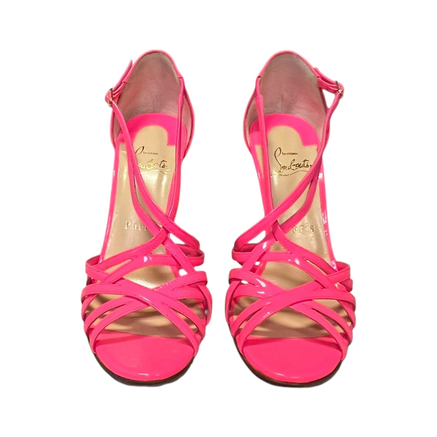 CHRISTIAN LOUBOUTIN Paris Ete Patent Sandal in Shocking Pink | 38