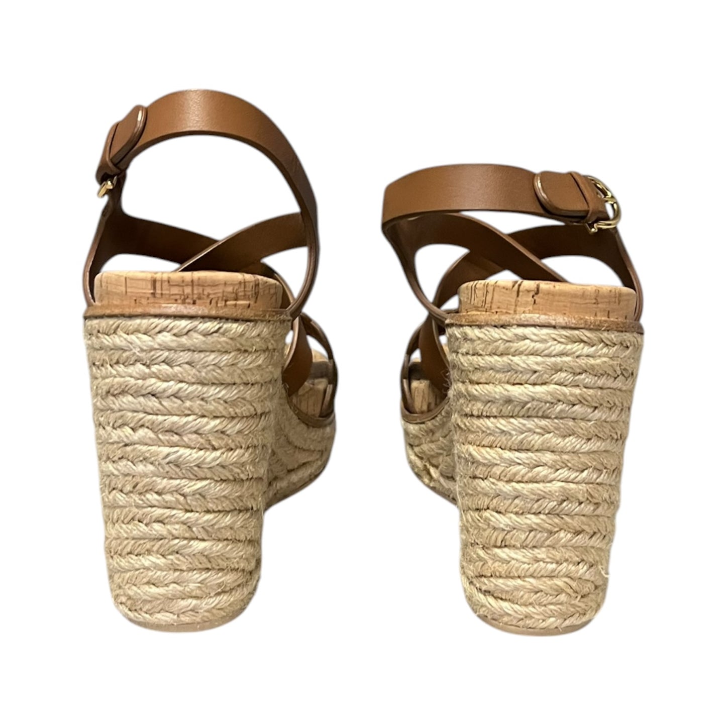 FERRAGAMO Lasercut Espadrille Wedge Sandal in Brown | 37.5