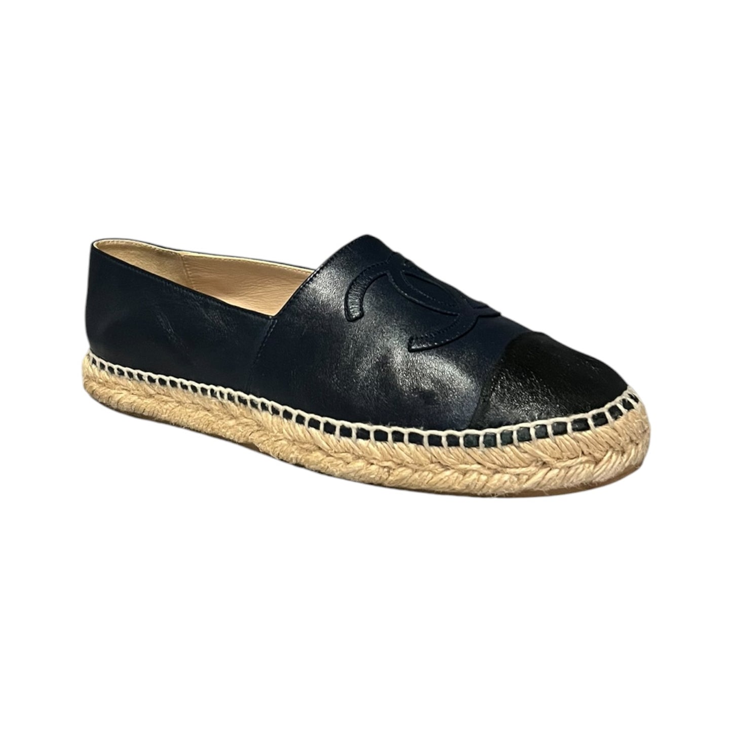CHANEL Captoe Espadrilles Navy Black | 38