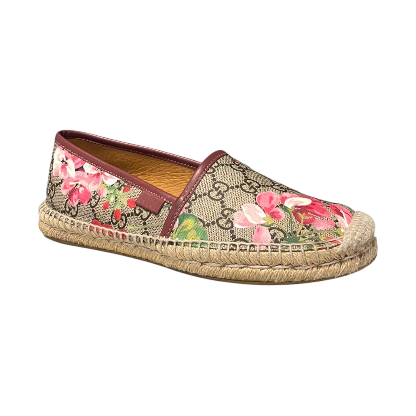 GUCCI Pilar Bloom Espadrilles in Brown & Pink | 38.5