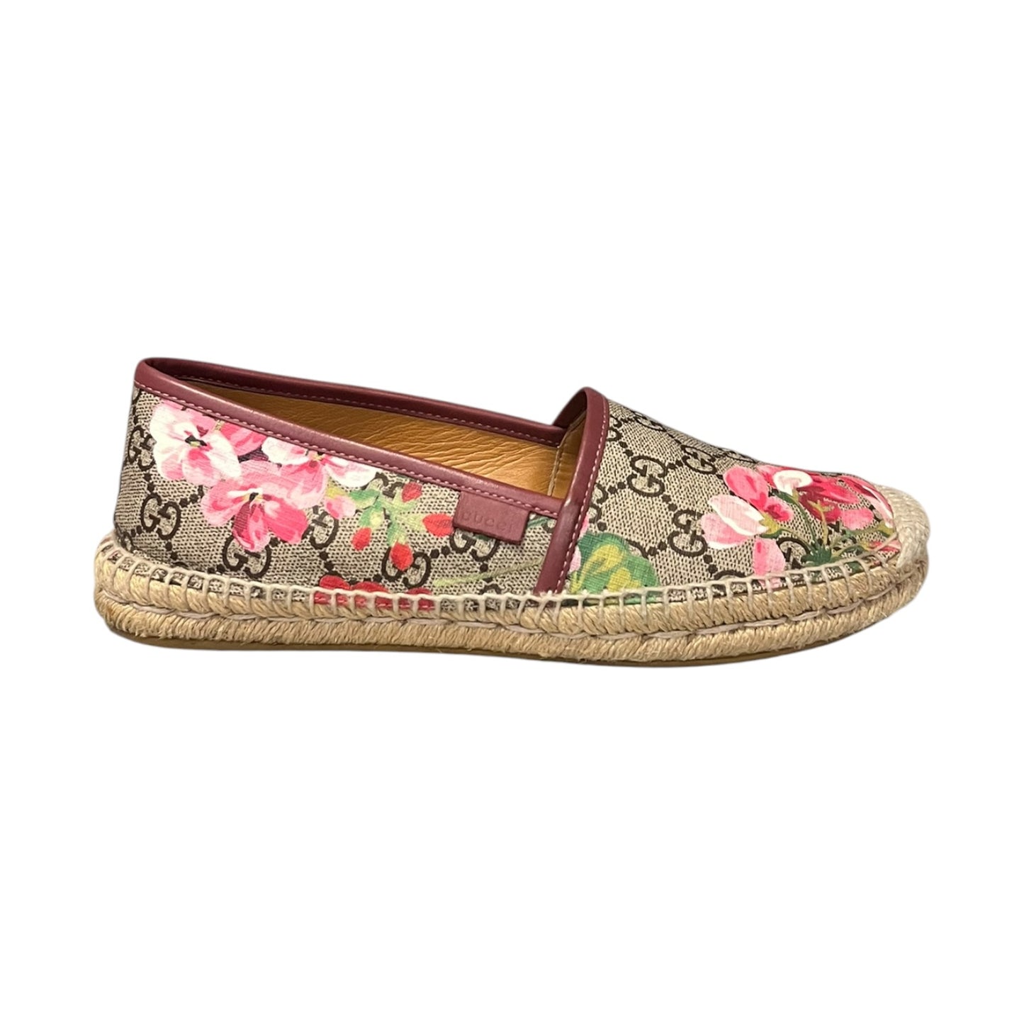 GUCCI Pilar Bloom Espadrilles in Brown & Pink | 38.5