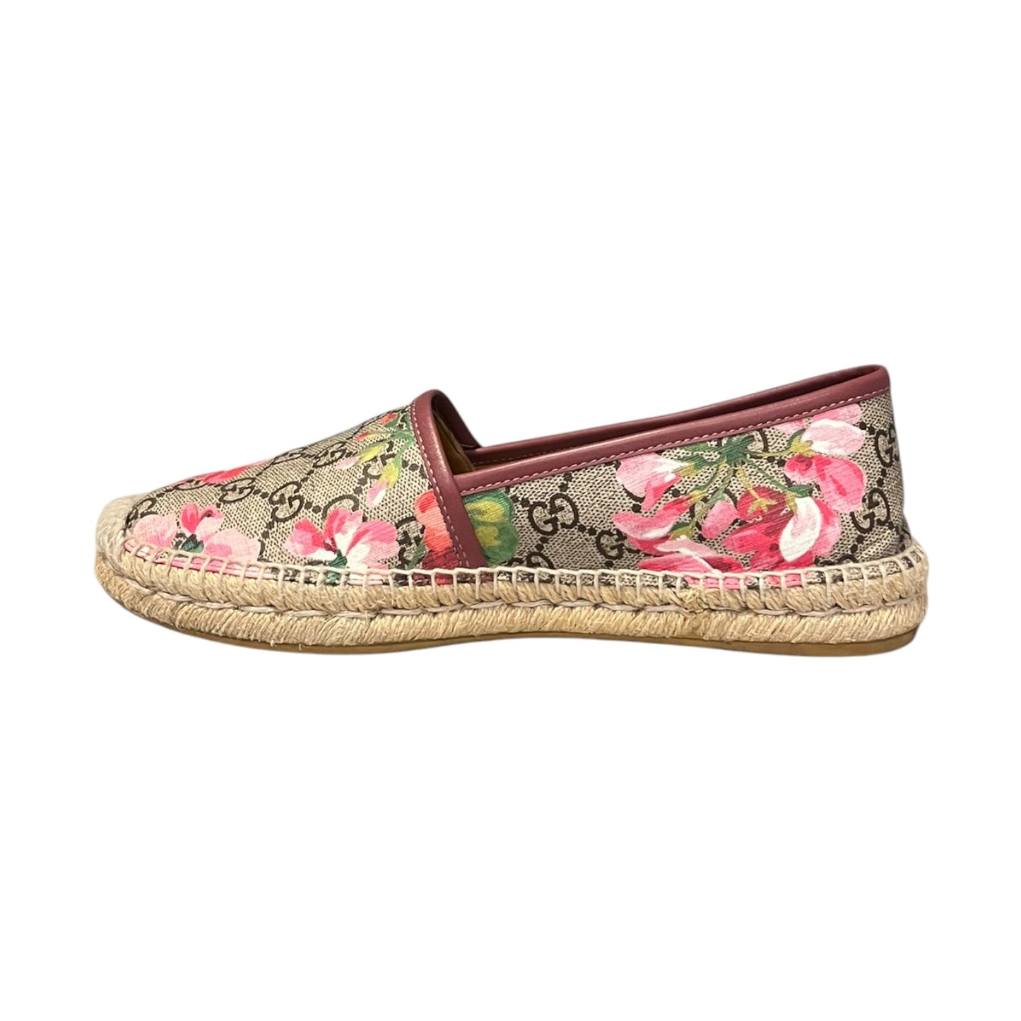 GUCCI Pilar Bloom Espadrilles in Brown & Pink | 38.5