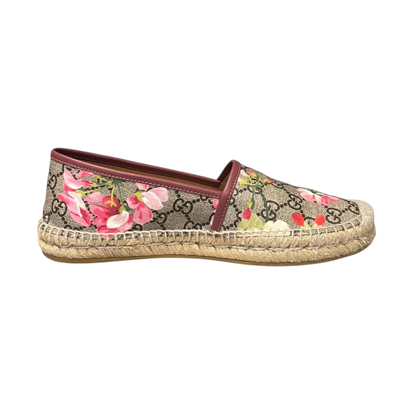 GUCCI Pilar Bloom Espadrilles in Brown & Pink | 38.5