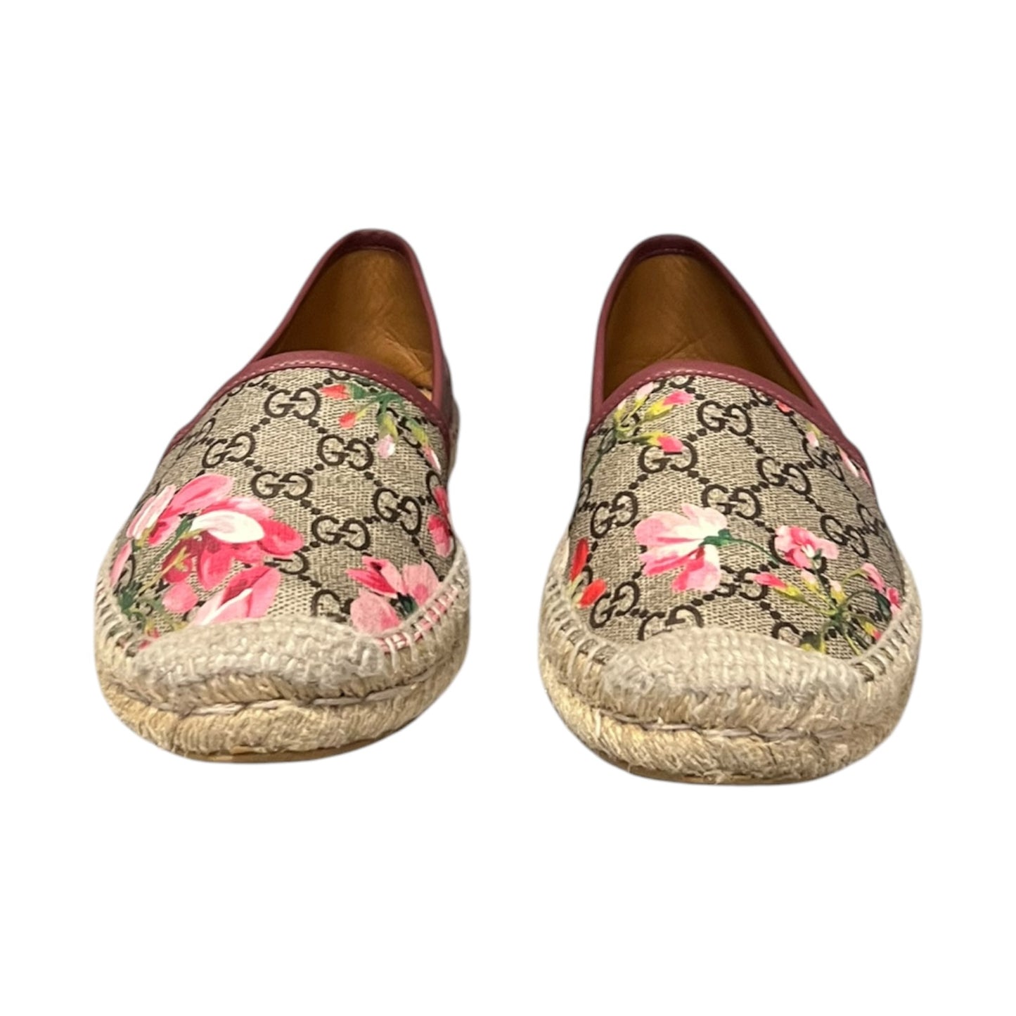 GUCCI Pilar Bloom Espadrilles in Brown & Pink | 38.5
