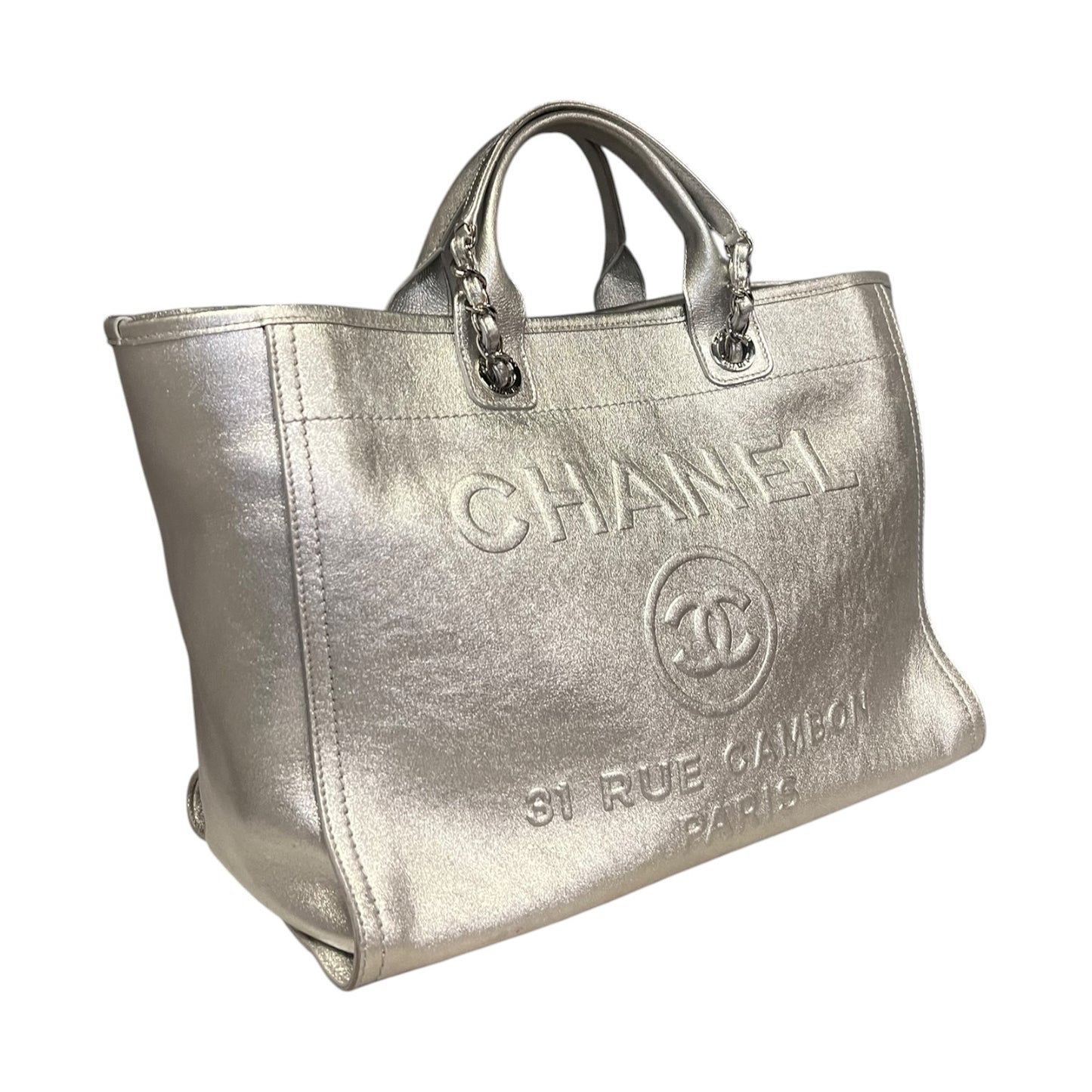 CHANEL Shopping Tote Large Silver 22A