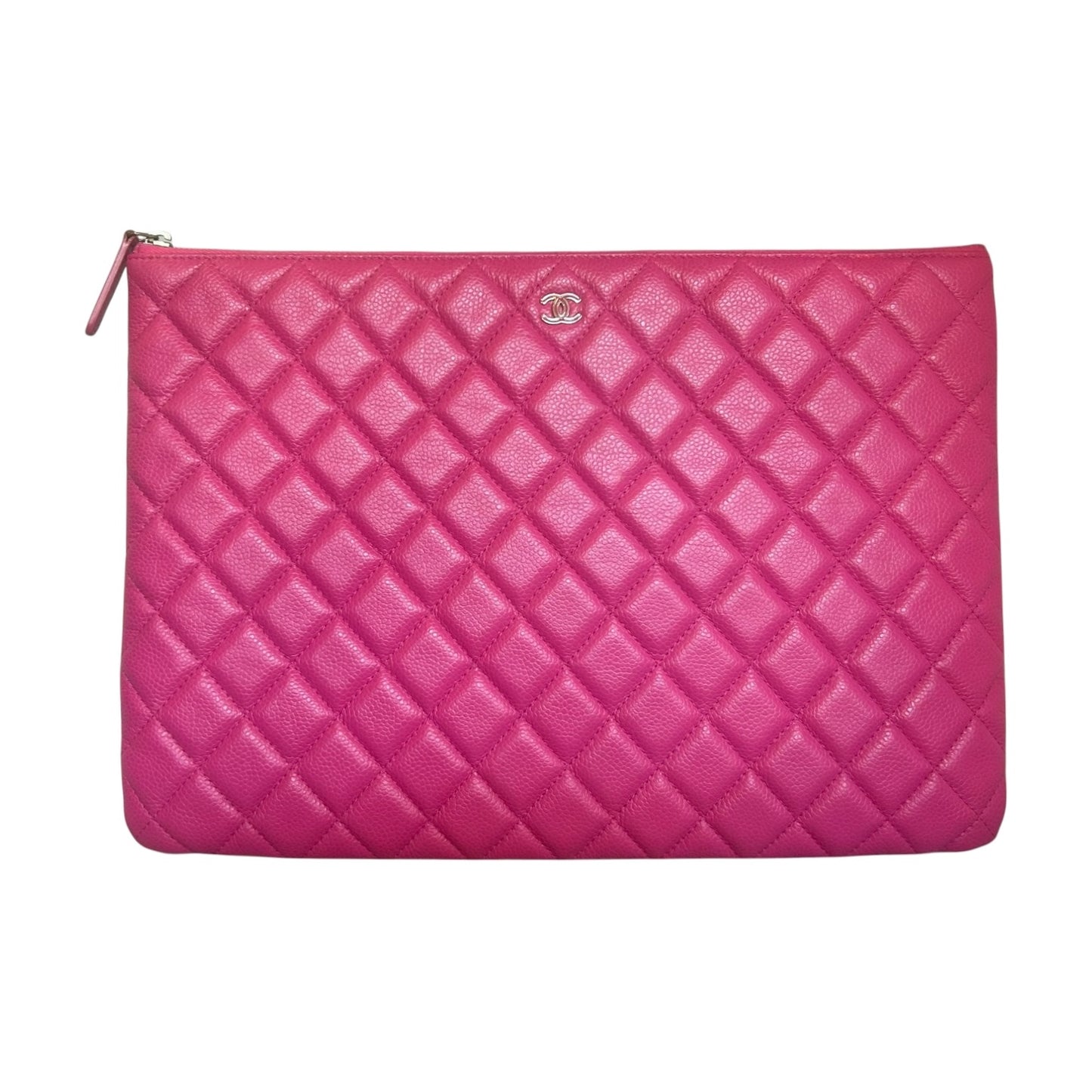 CHANEL Diamond Quilted Large O-Case in Pink