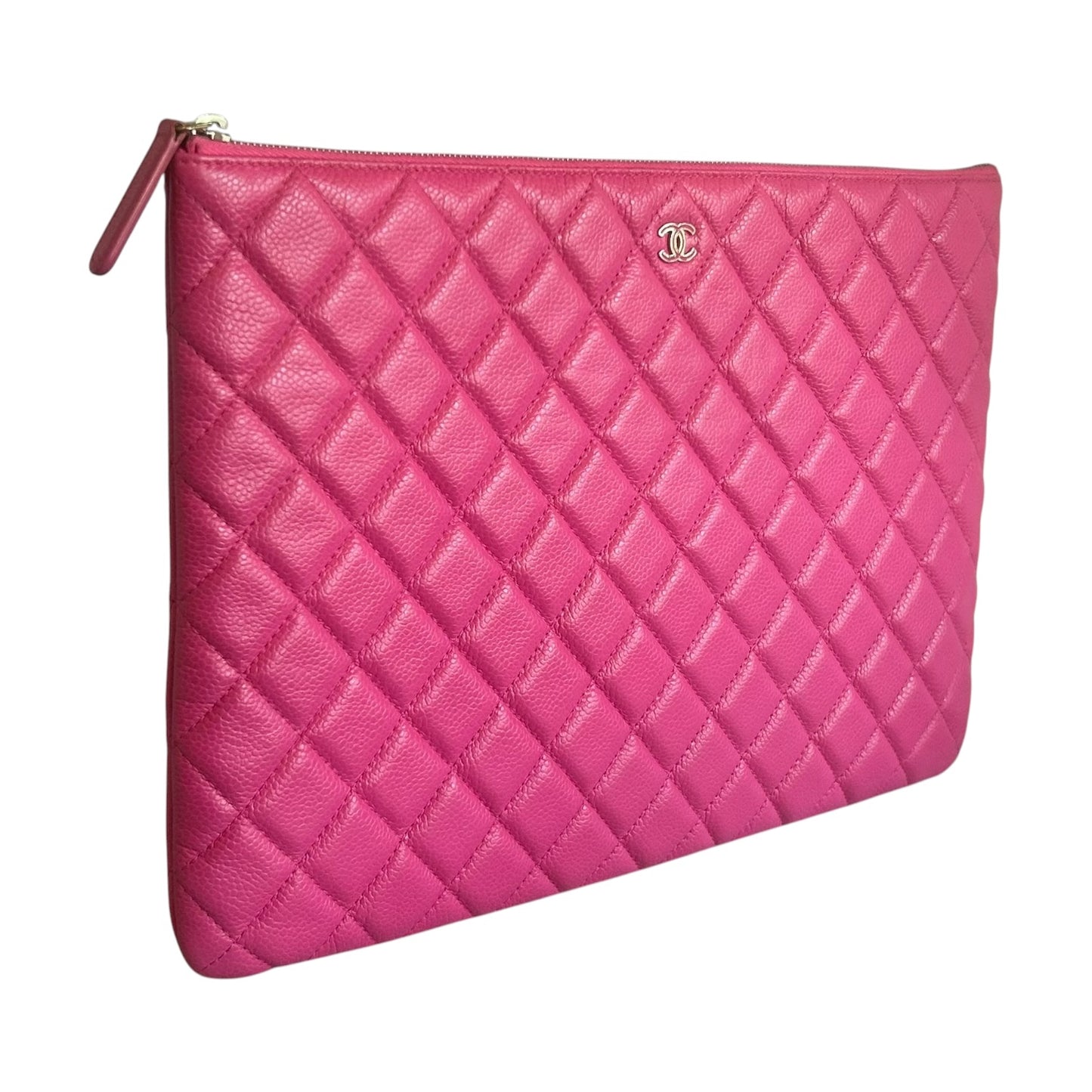 CHANEL Diamond Quilted Large O-Case in Pink