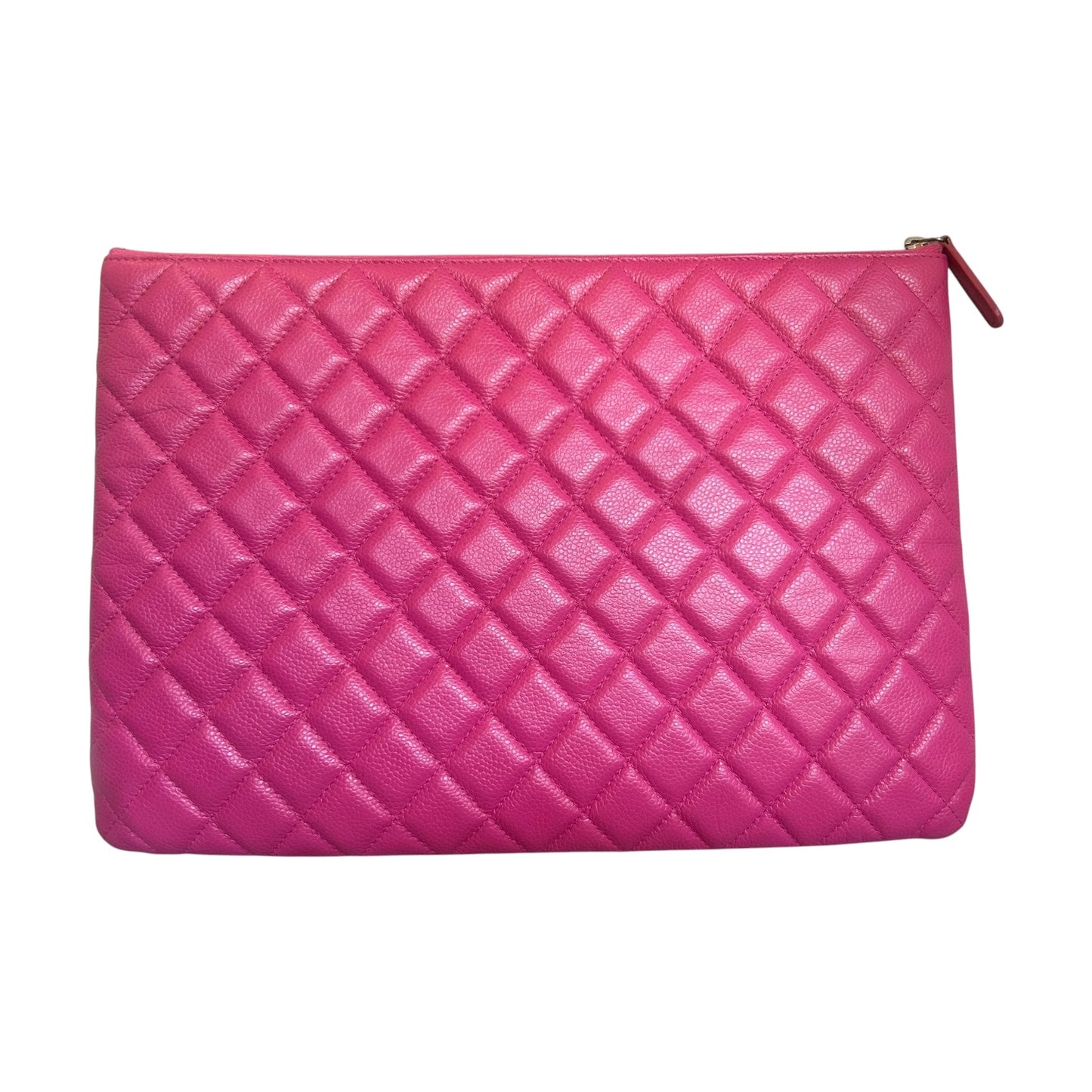 CHANEL Diamond Quilted Large O-Case in Pink