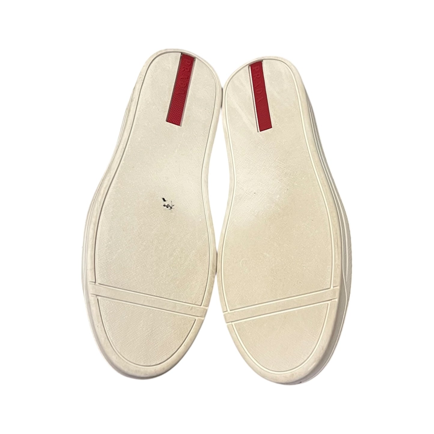 PRADA Metallic Leather Sneakers in Silver |
