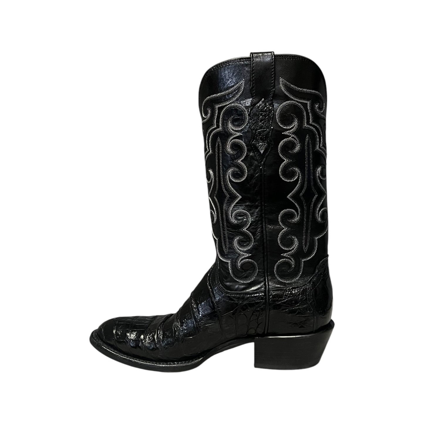 LUCCHESE Caiman Cowboy Boots in Black | Mens 9