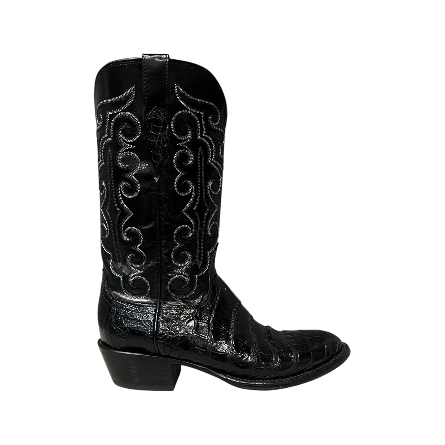 LUCCHESE Caiman Cowboy Boots in Black | Mens 9
