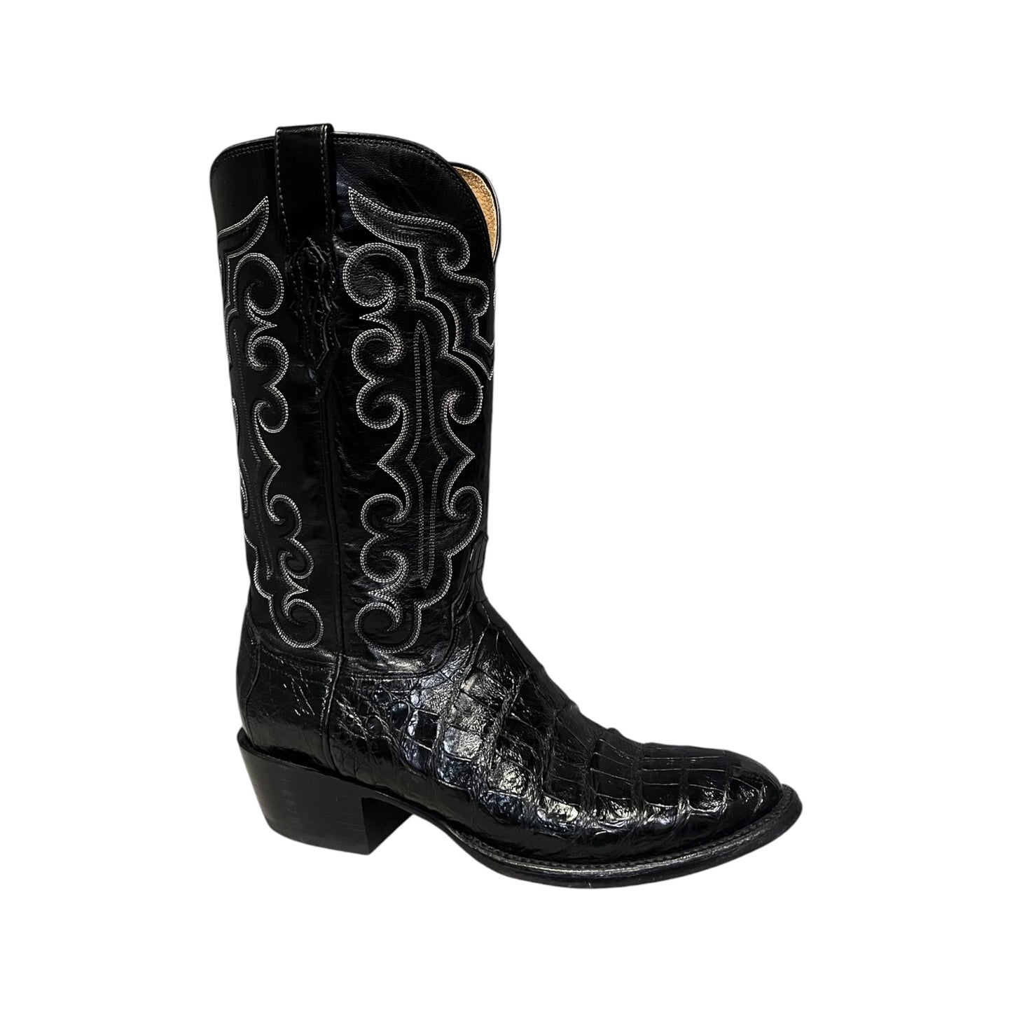 LUCCHESE Caiman Cowboy Boots in Black | Mens 9