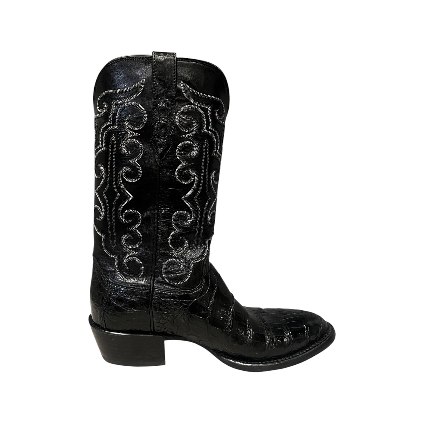 LUCCHESE Caiman Cowboy Boots in Black | Mens 9