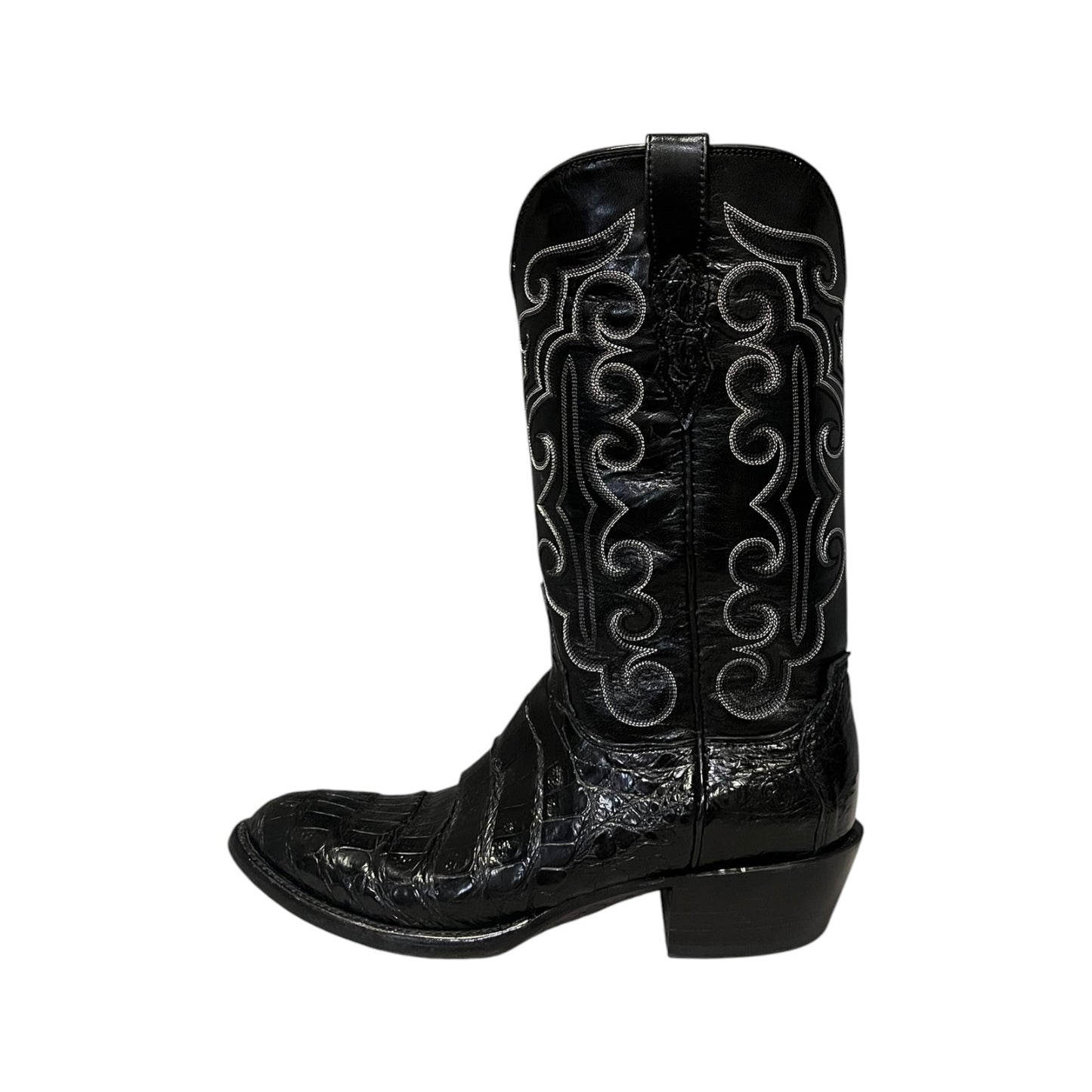 LUCCHESE Caiman Cowboy Boots in Black | Mens 9