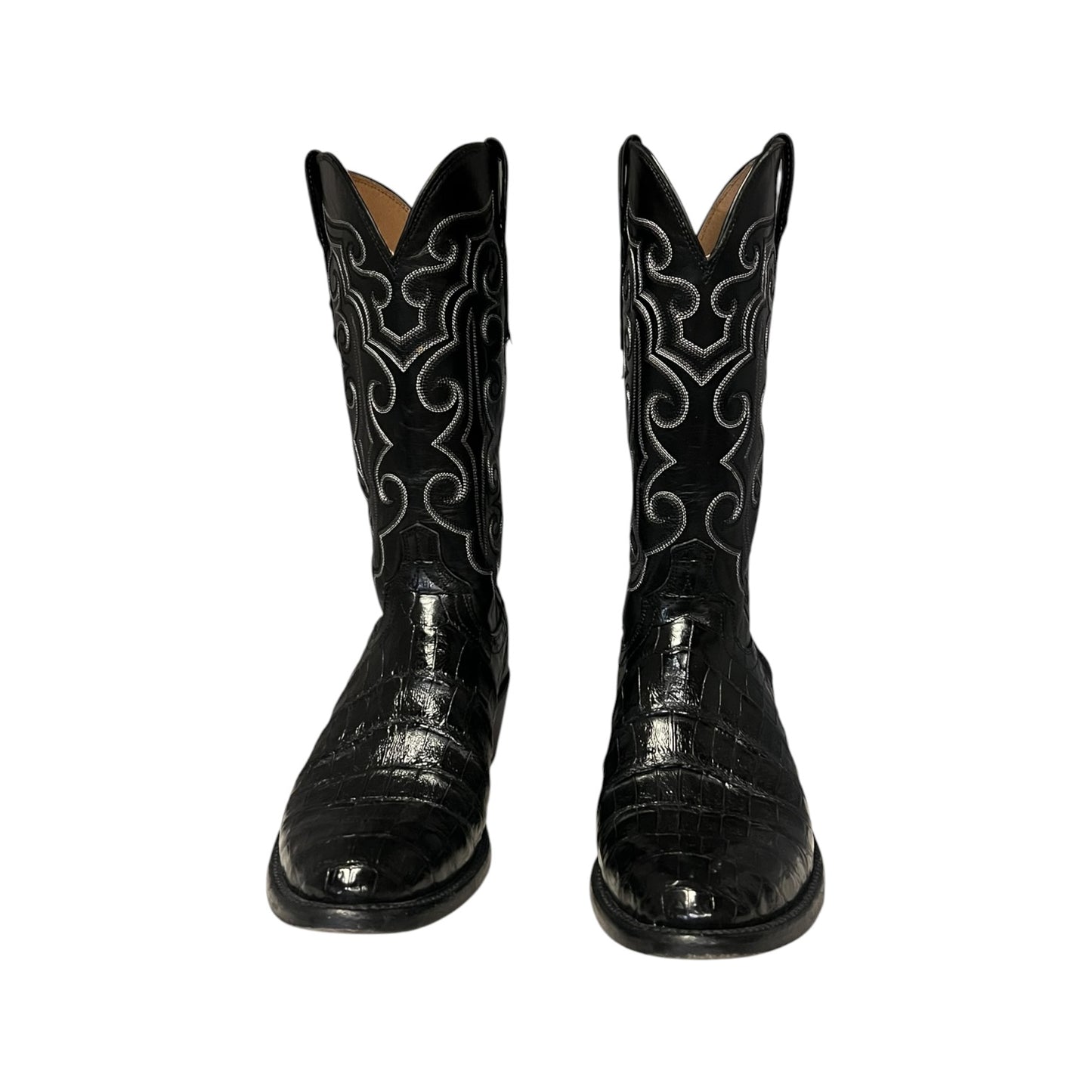LUCCHESE Caiman Cowboy Boots in Black | Mens 9