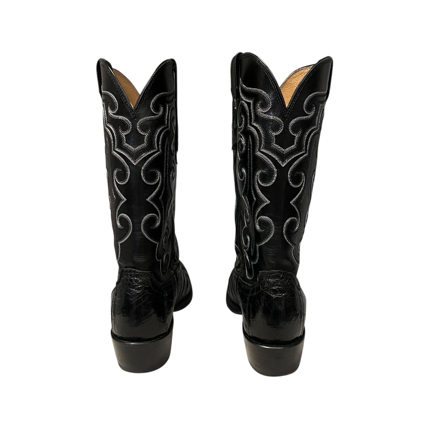LUCCHESE Caiman Cowboy Boots in Black | Mens 9