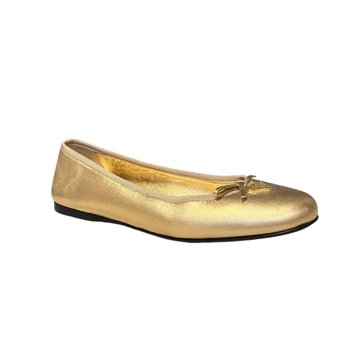 PRADA Metallic Ballerinas in Gold | 39