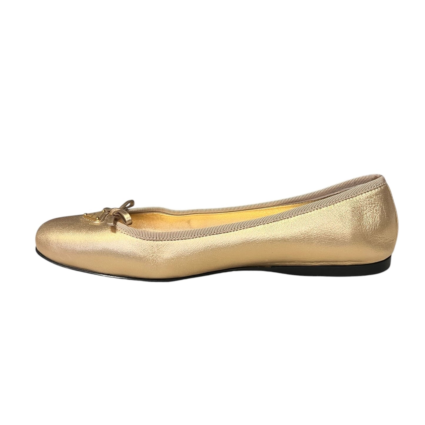 PRADA Metallic Ballerinas in Gold | 39