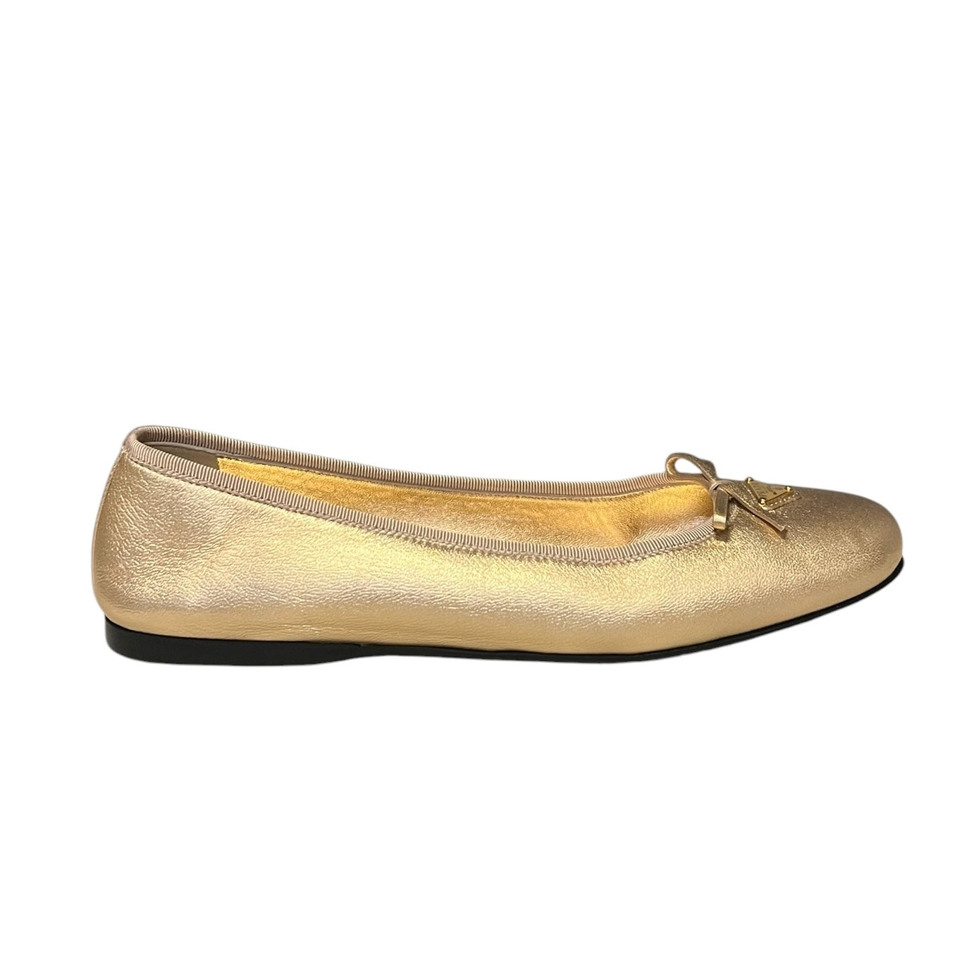 PRADA Metallic Ballerinas in Gold | 39