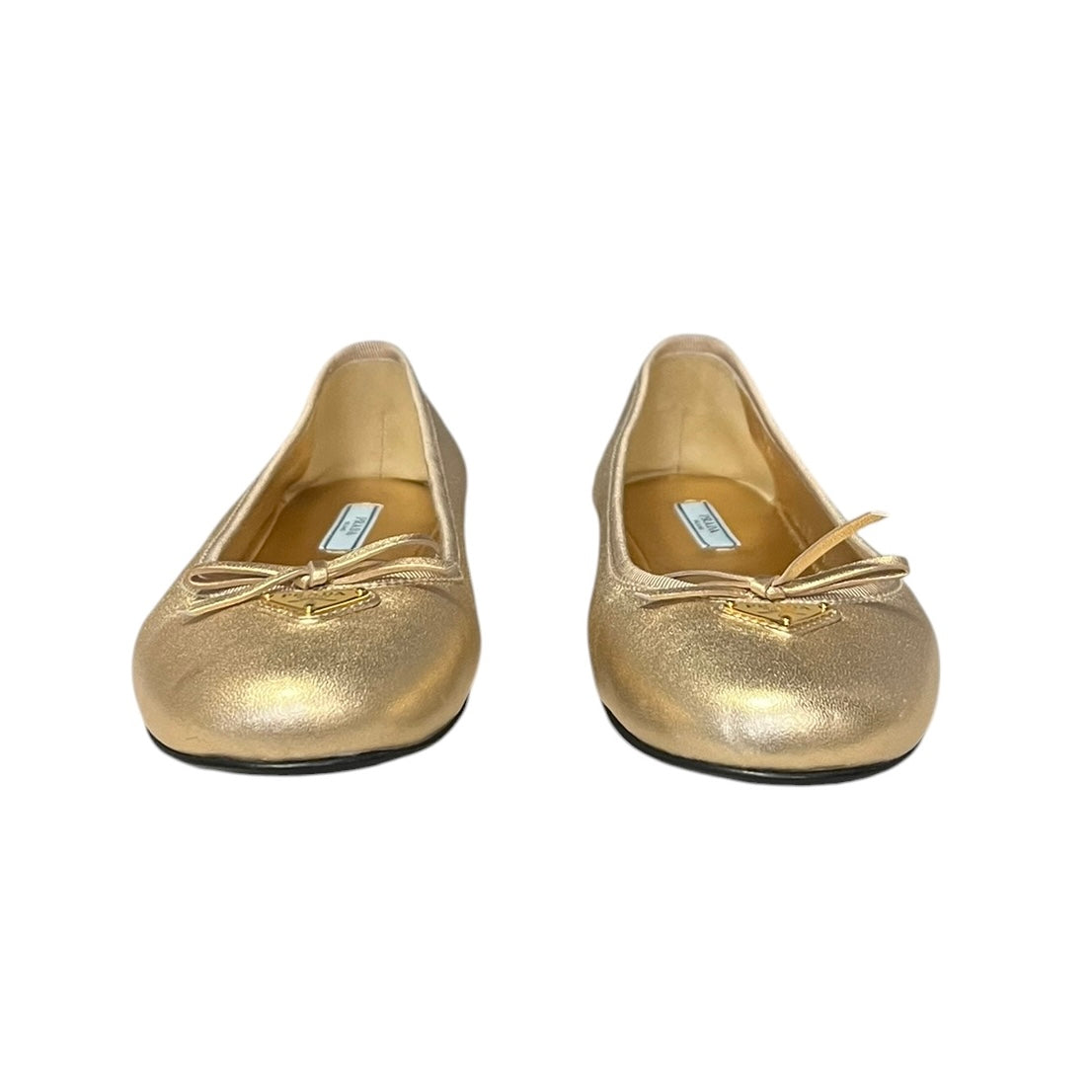 PRADA Metallic Ballerinas in Gold | 39