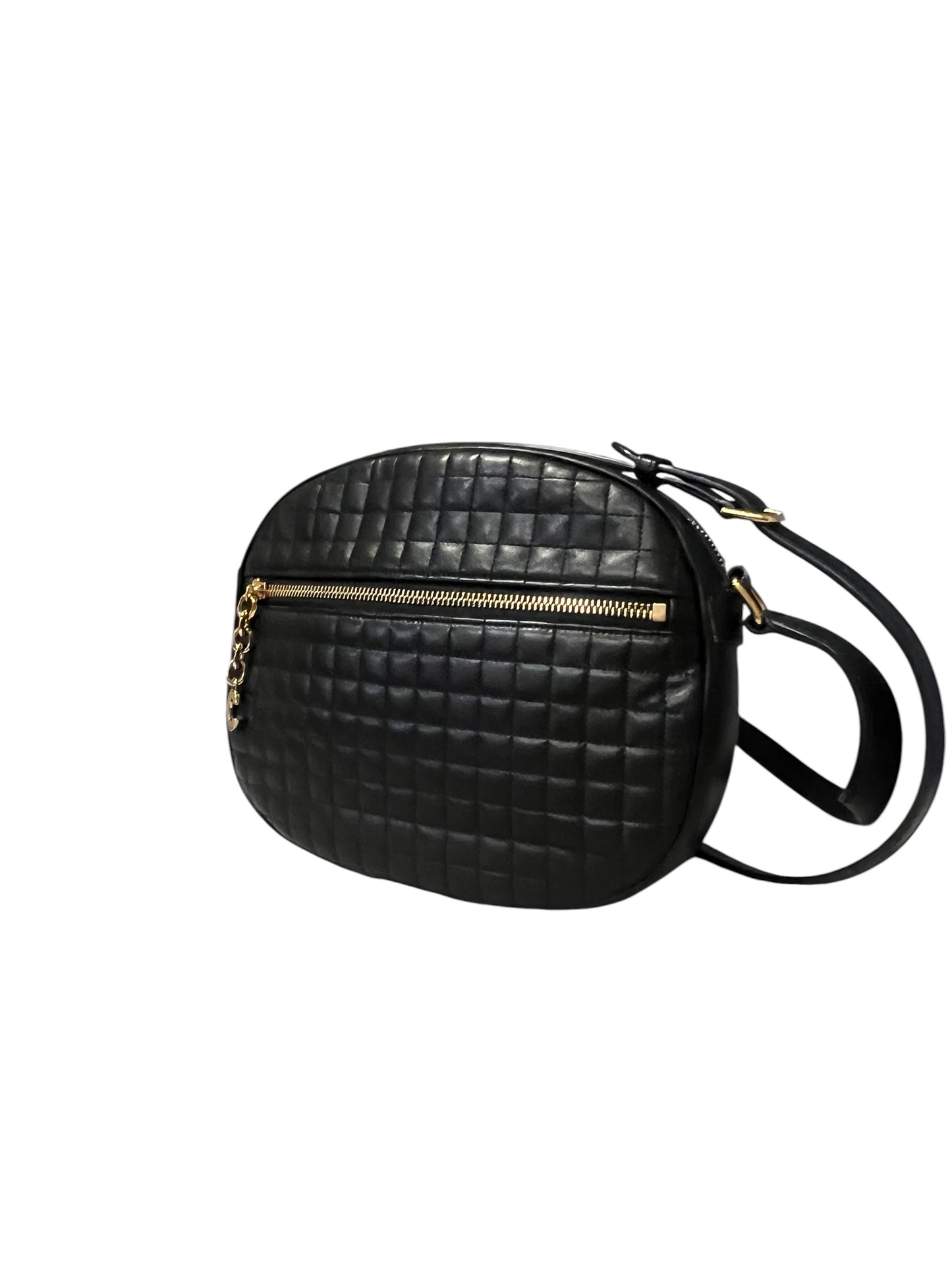 CELINE C Charm Quilted Camera Bag in Black