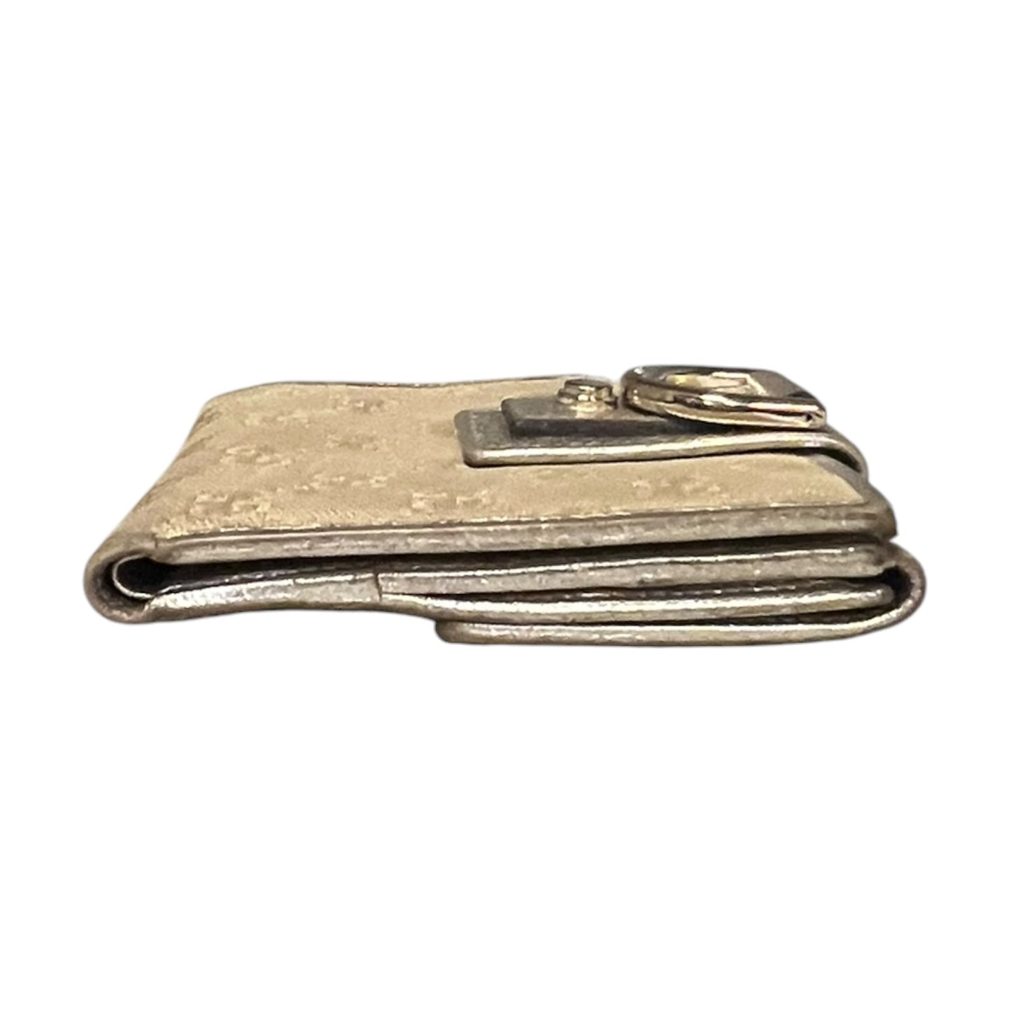 GUCCI Abbey D Ring Compact Wallet in Brown and Gold