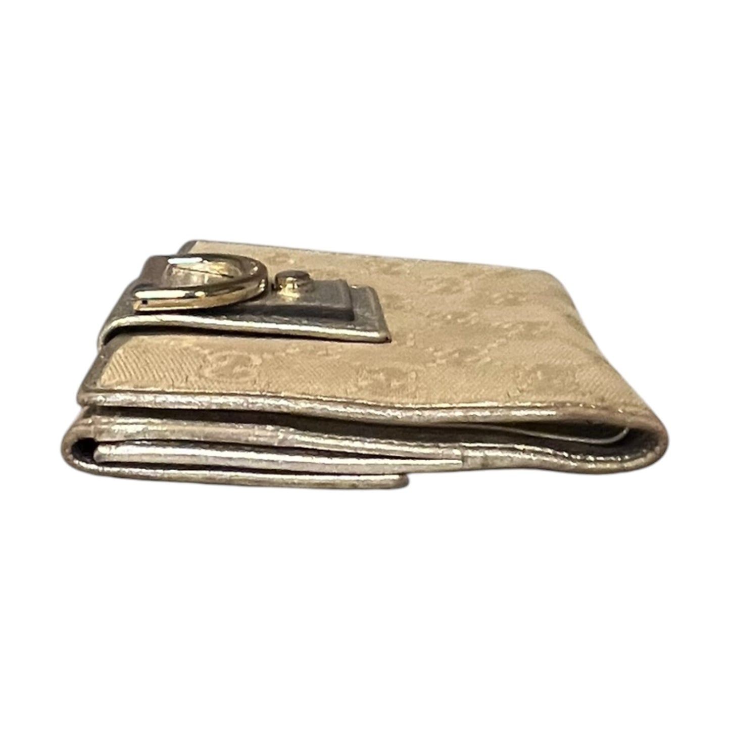 GUCCI Abbey D Ring Compact Wallet in Brown and Gold