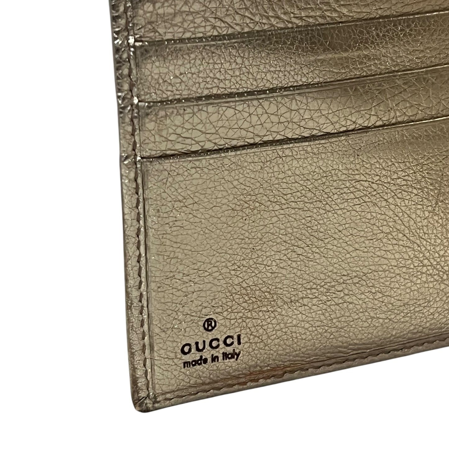 GUCCI Abbey D Ring Compact Wallet in Brown and Gold