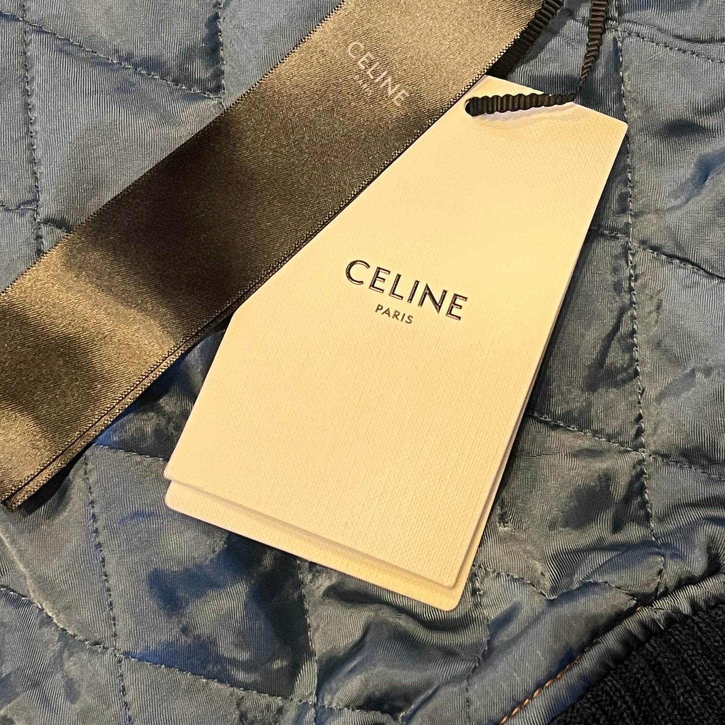 CELINE Denim + Leather Teddy Jacket in Dark Blue |