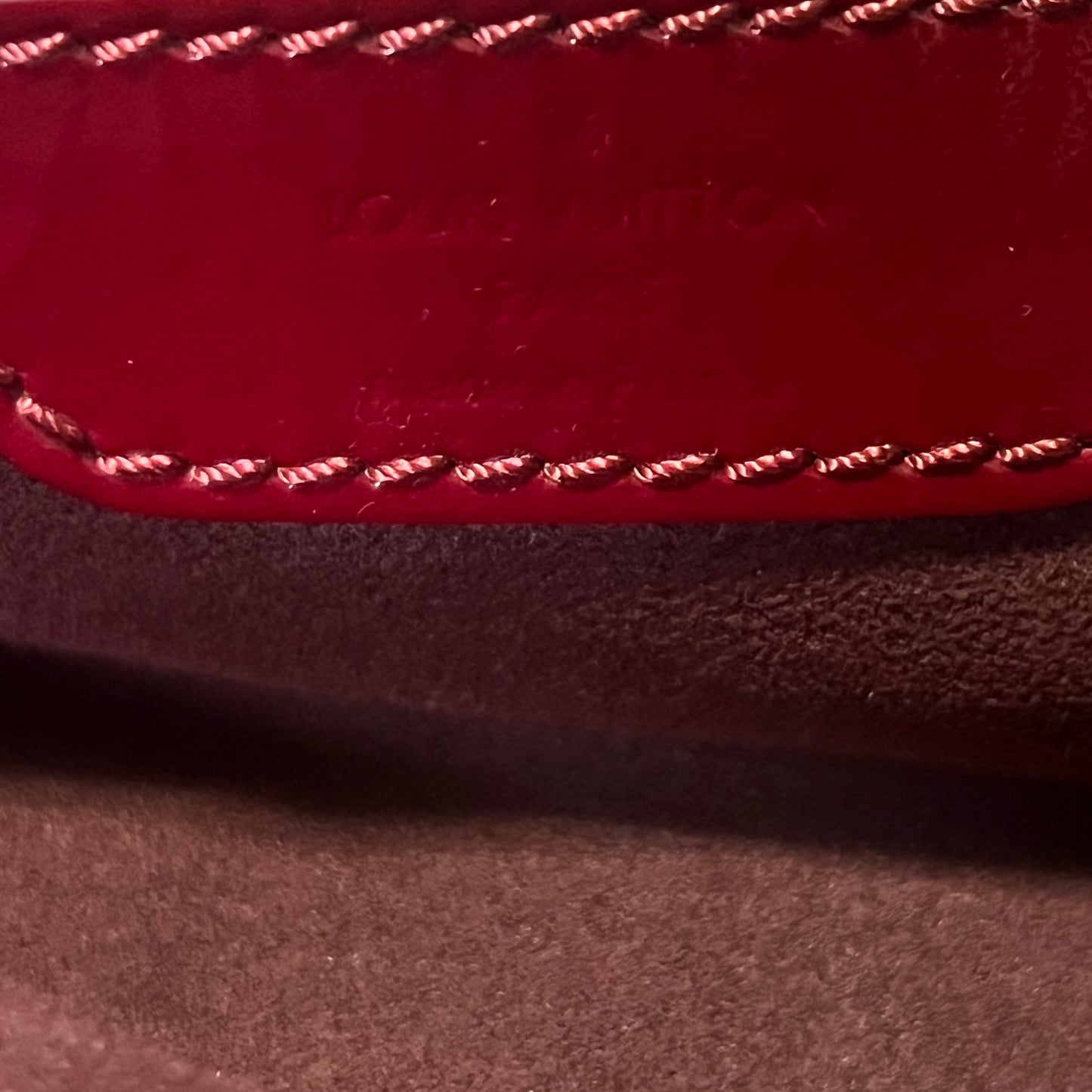 LOUIS VUITTON Surya Vernis L Bag in Cerise