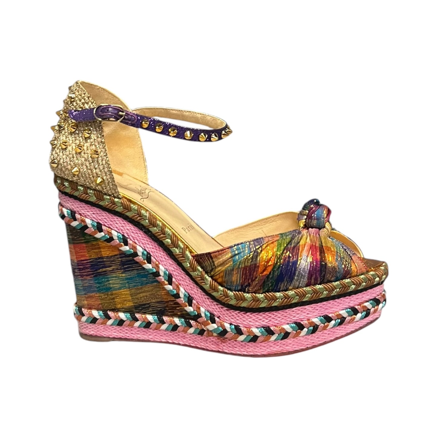 CHRISTIAN LOUBOUTIN Madcarina Spiked Disco Espadrille Wedge Sandal | 42