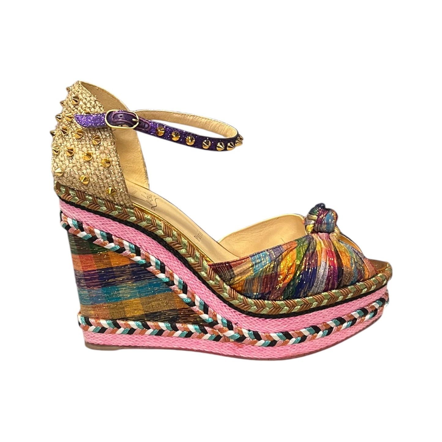 CHRISTIAN LOUBOUTIN Madcarina Spiked Disco Espadrille Wedge Sandal | 42