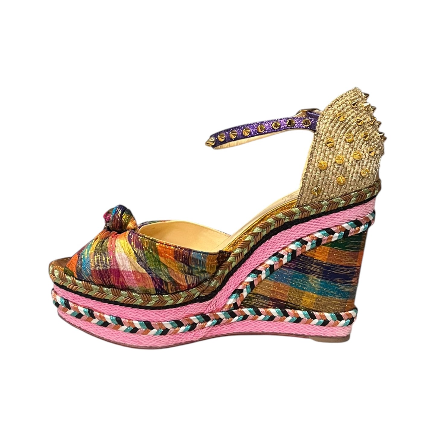 CHRISTIAN LOUBOUTIN Madcarina Spiked Disco Espadrille Wedge Sandal | 42
