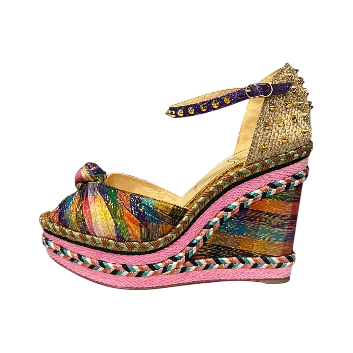 CHRISTIAN LOUBOUTIN Madcarina Spiked Disco Espadrille Wedge Sandal | 42