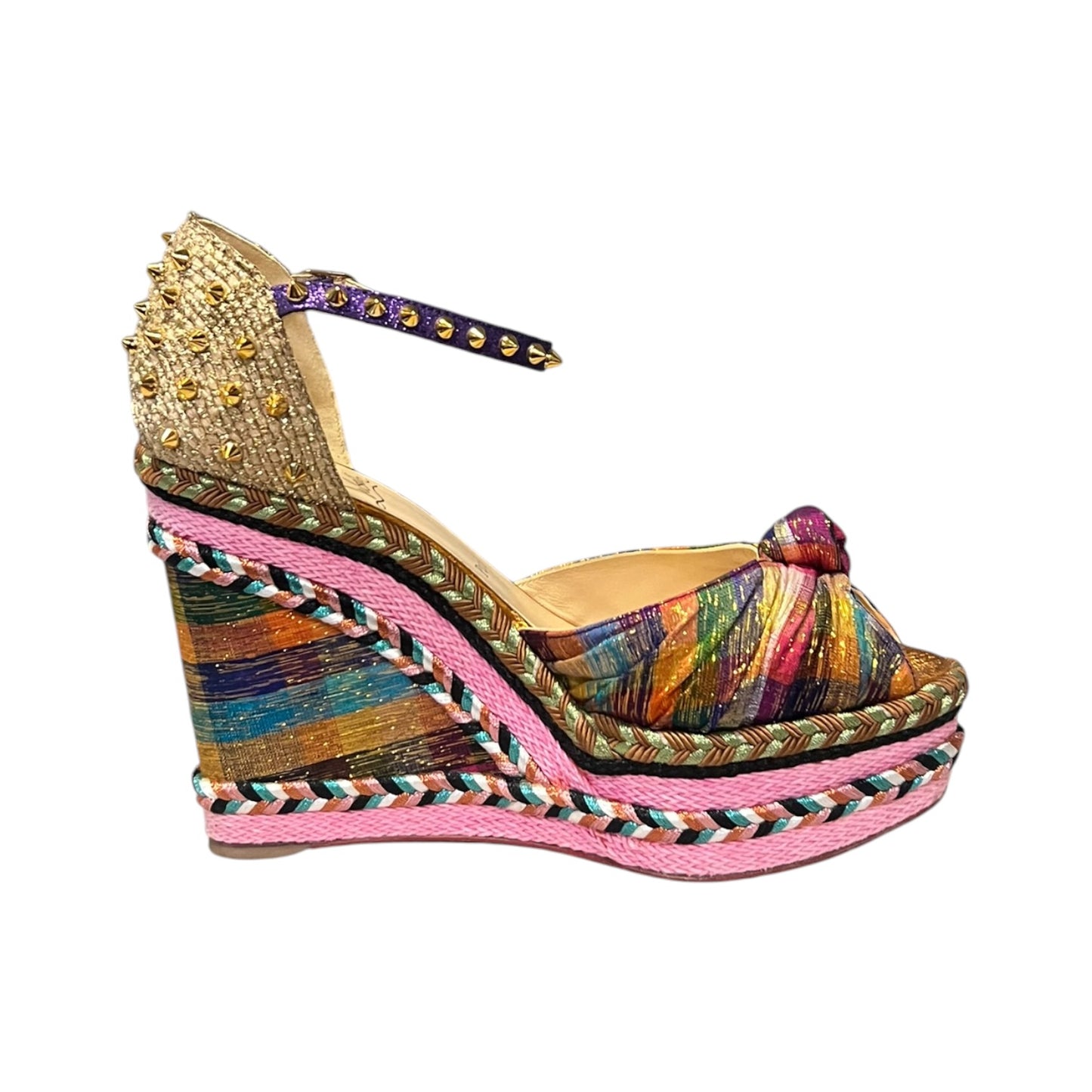 CHRISTIAN LOUBOUTIN Madcarina Spiked Disco Espadrille Wedge Sandal | 42
