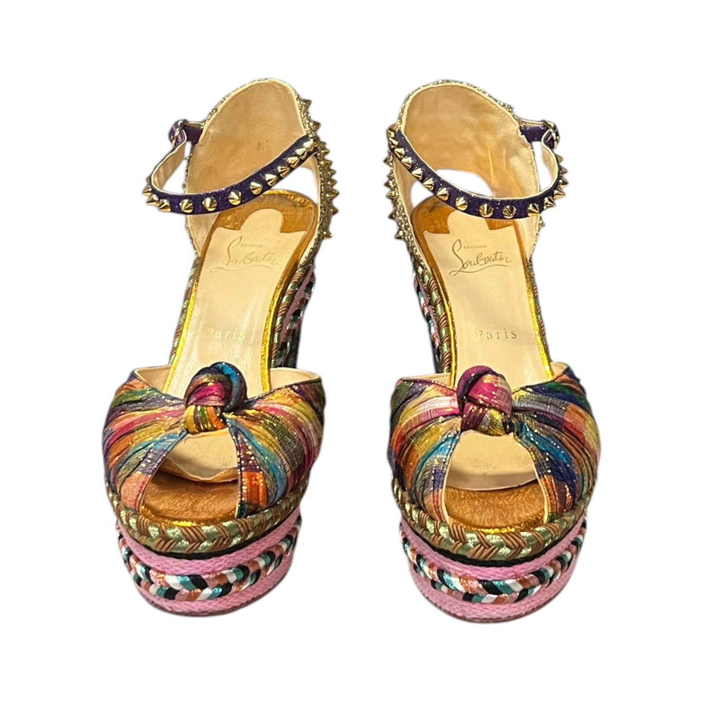 CHRISTIAN LOUBOUTIN Madcarina Spiked Disco Espadrille Wedge Sandal | 42