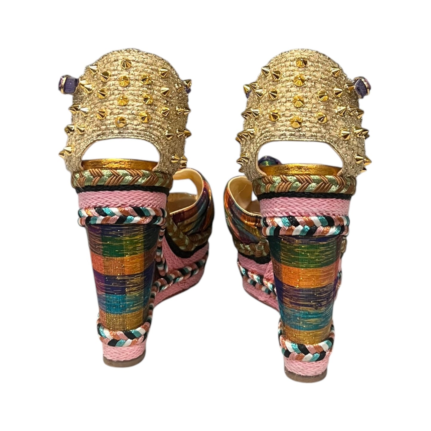 CHRISTIAN LOUBOUTIN Madcarina Spiked Disco Espadrille Wedge Sandal | 42