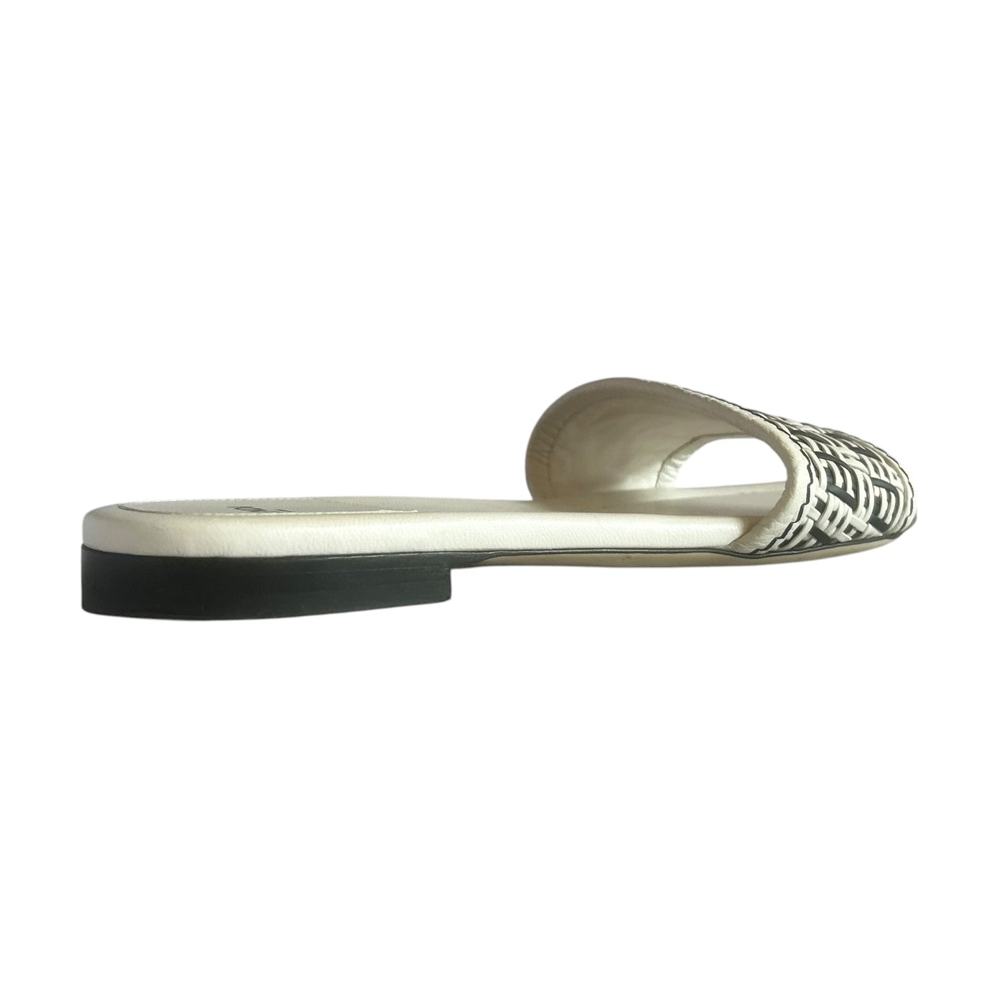 FENDI Woven Zucca Sandals in White Black | 40