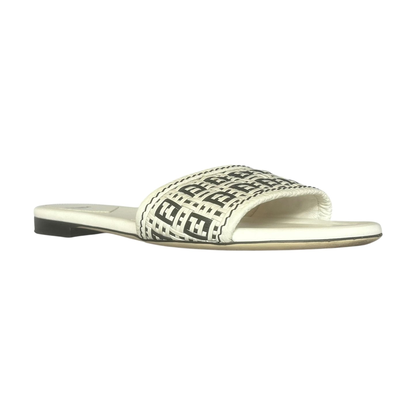 FENDI Woven Zucca Sandals in White Black | 40