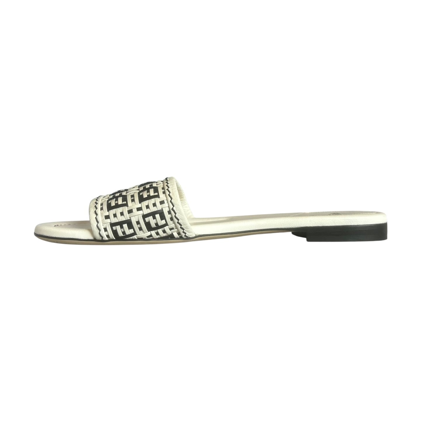 FENDI Woven Zucca Sandals in White Black | 40