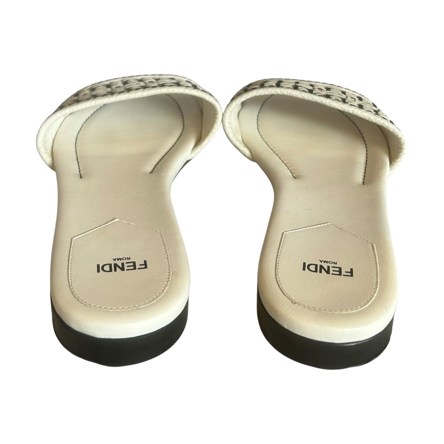 FENDI Woven Zucca Sandals in White Black | 40