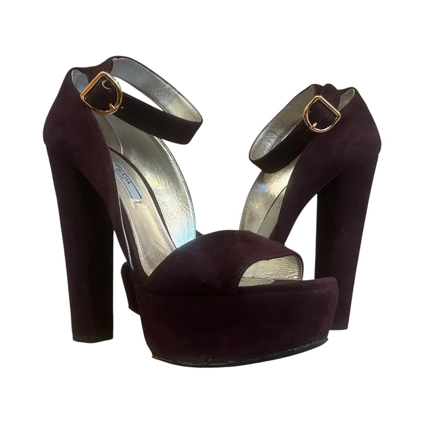 PRADA Suede Platform Sandals in Amethyst | 37.5