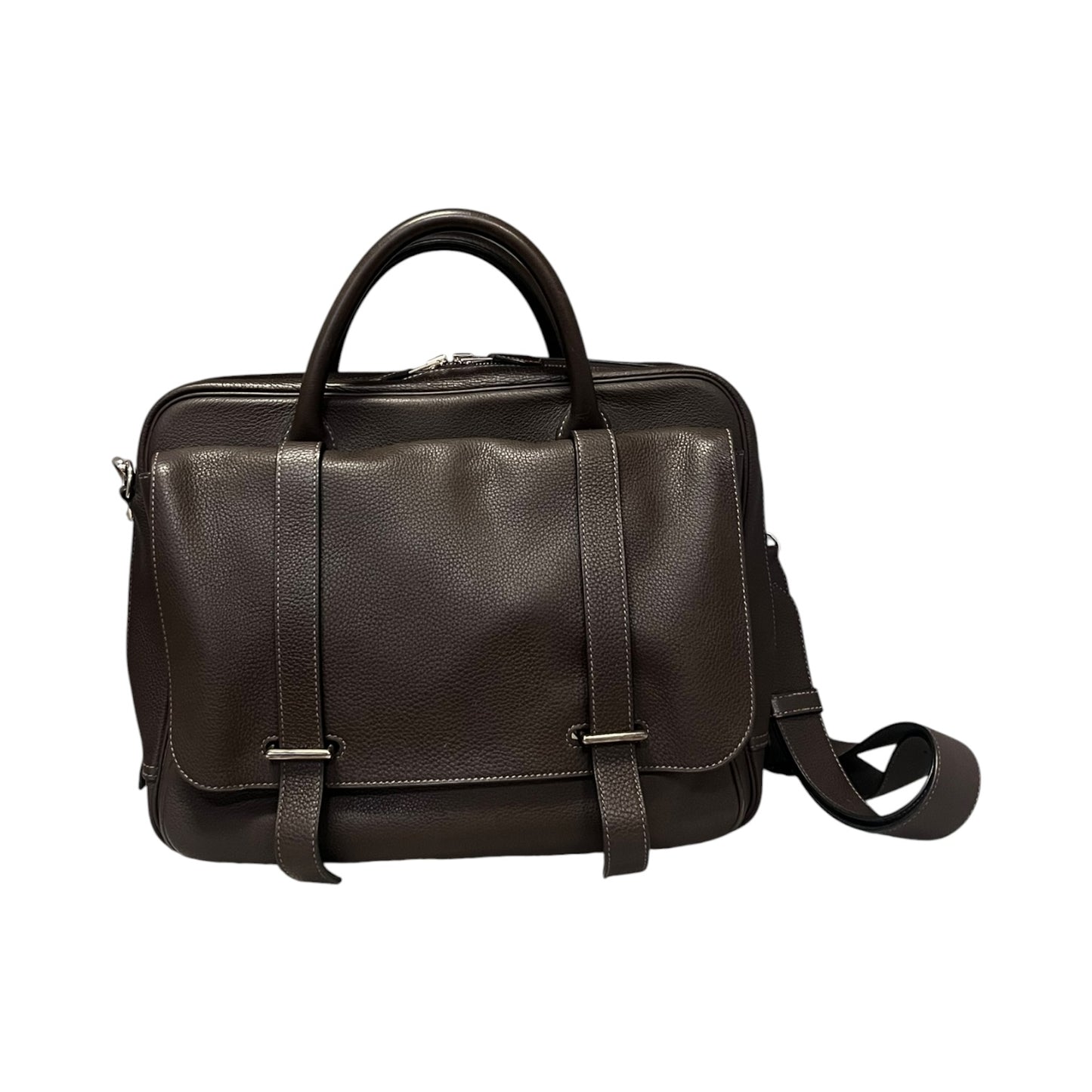 HERMES Steve 35 Messenger Bag in Dark Brown