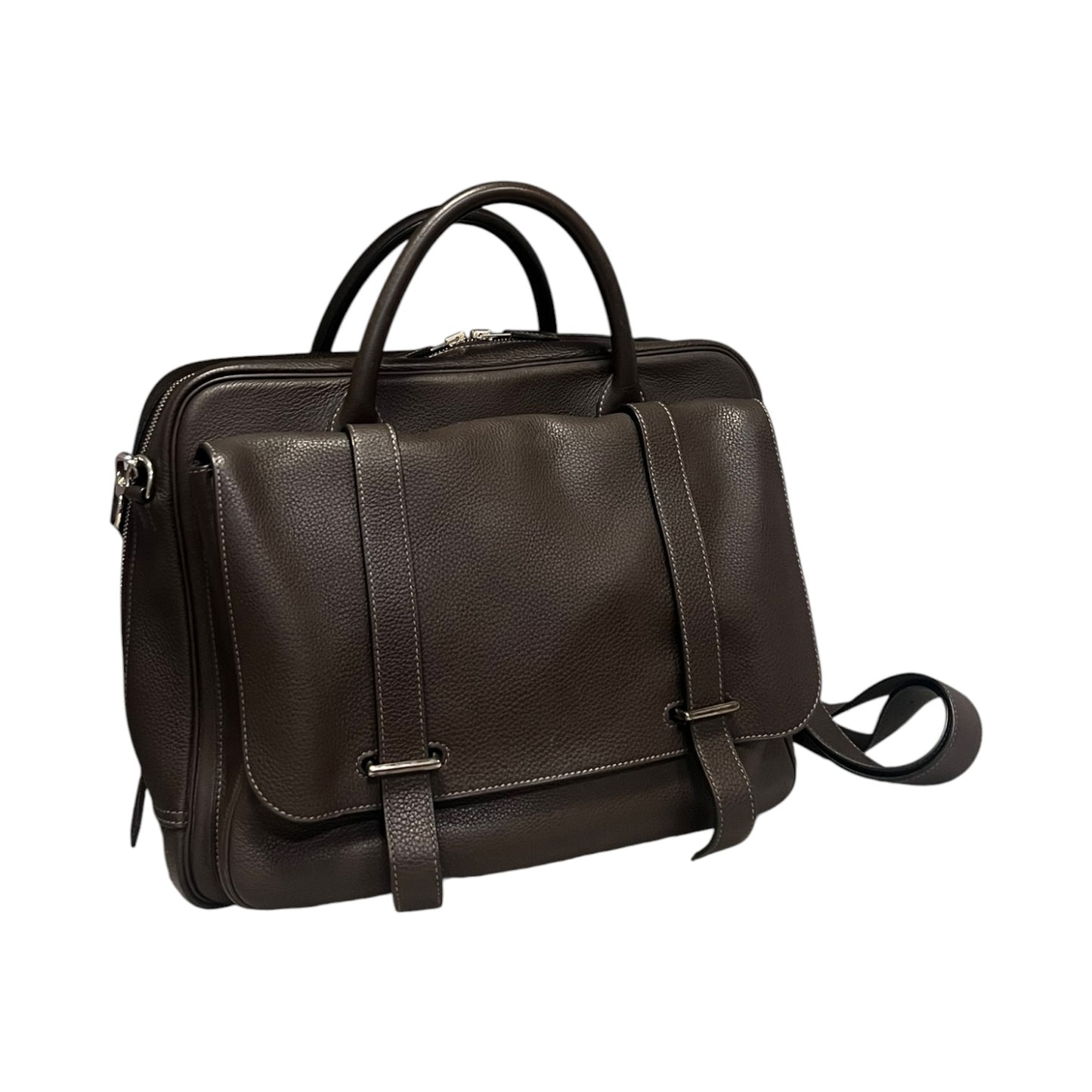 HERMES Steve 35 Messenger Bag in Dark Brown