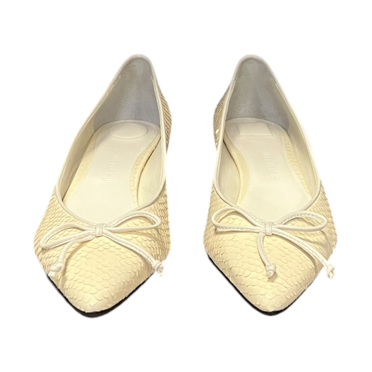 JACQUEMUS Low Tourni Python Embossed Kitten Heels in Ivory & White | 36