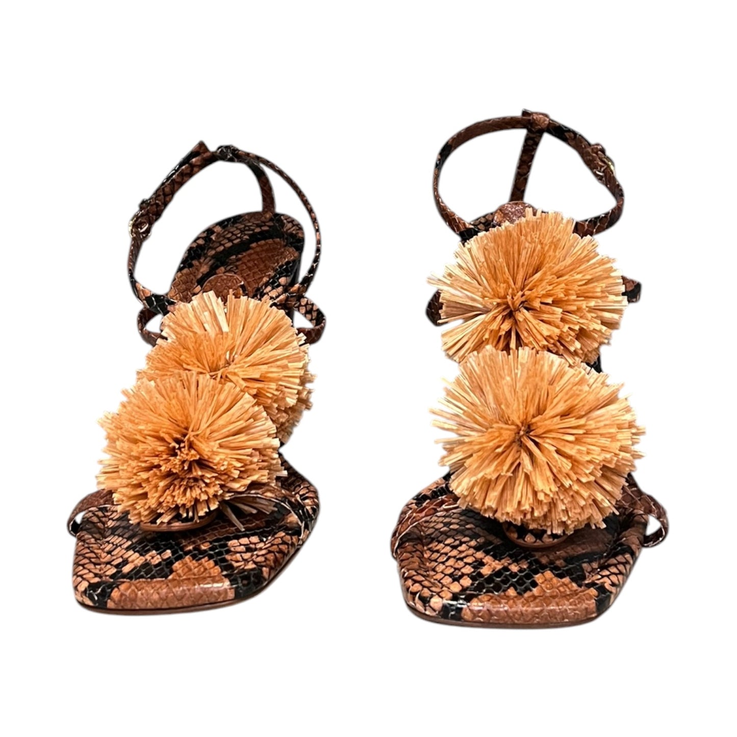 ULLA JOHNSON Isolde Python Embossed Pom Pom Sandal | 40