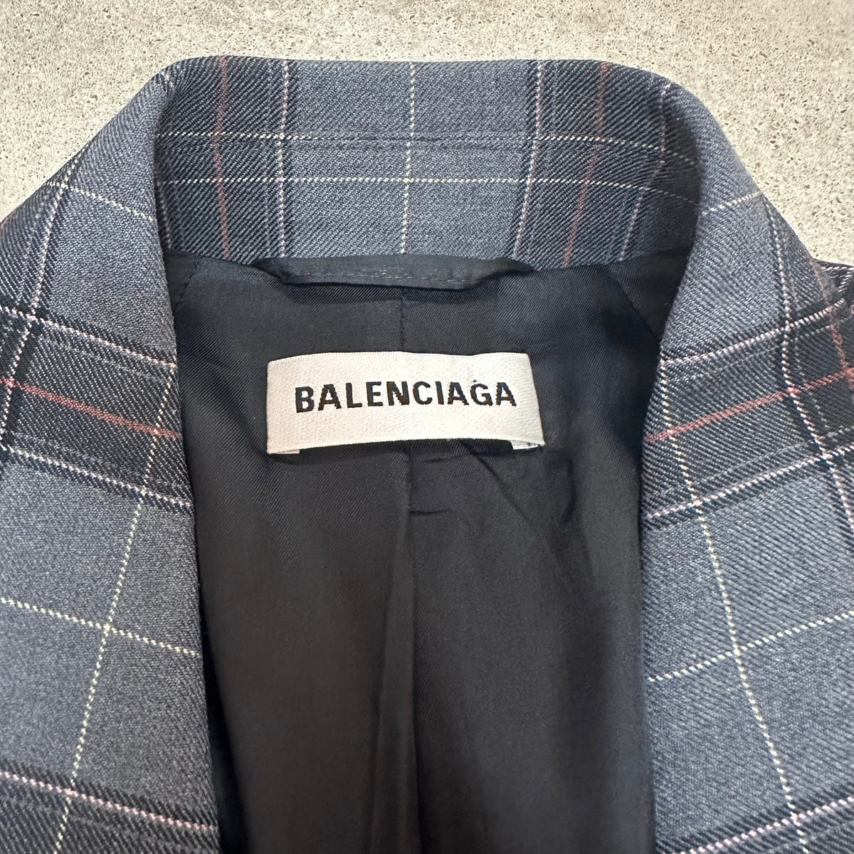 BALENCIAGA Windowpane Jacket in Gray | 38