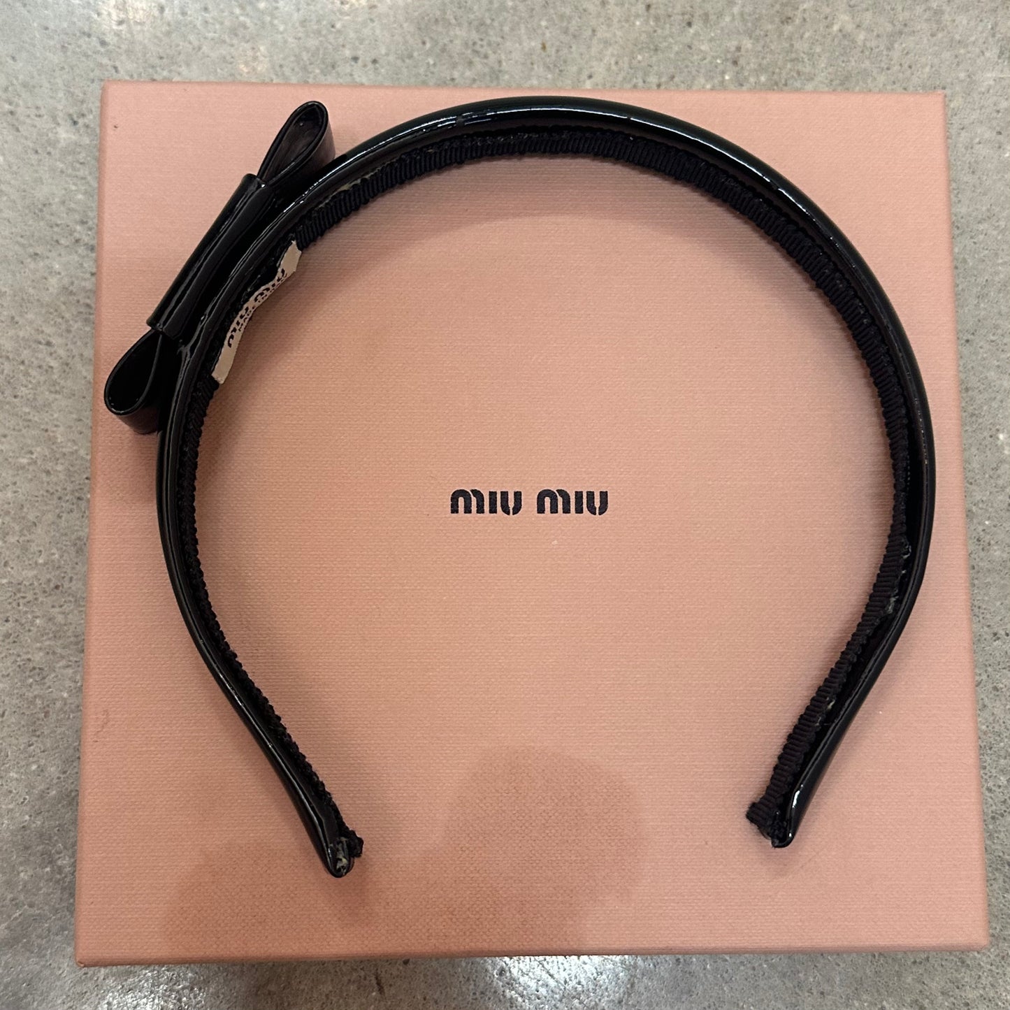 MIU MIU Patent Bow Headband in Black