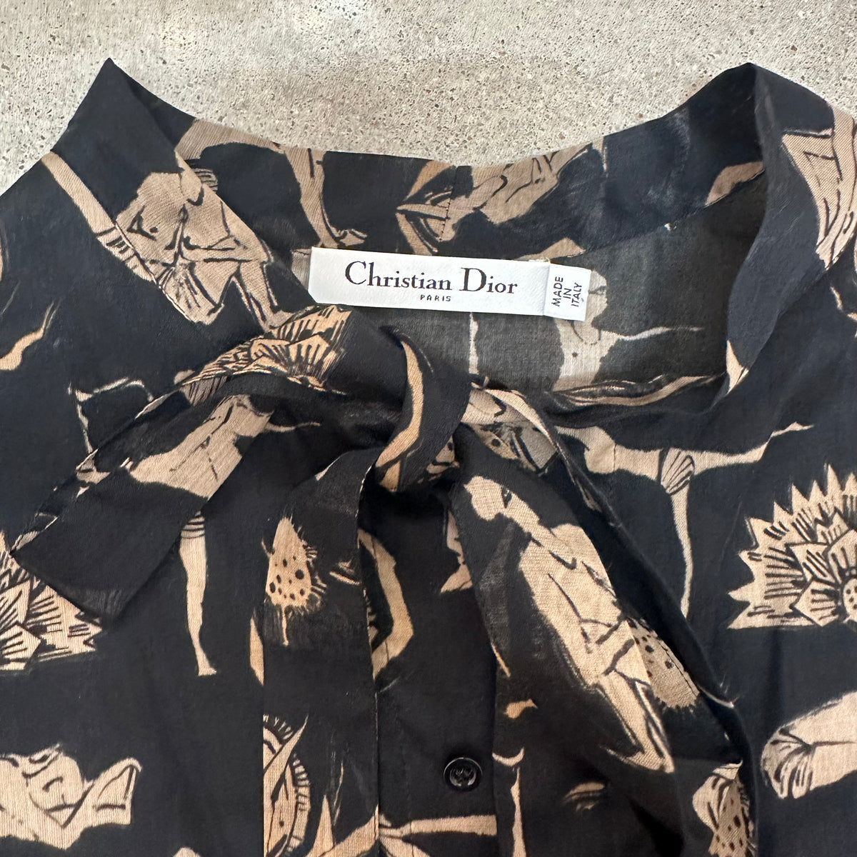 DIOR Yoga Print Blouse in Black and Nude | 12